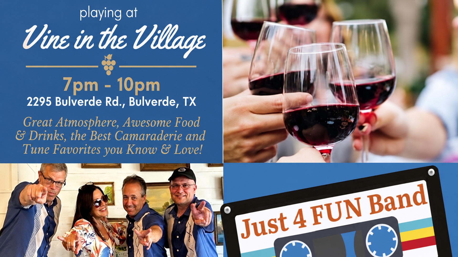 Live Music with Just 4 Fun Band at Vine in the Village